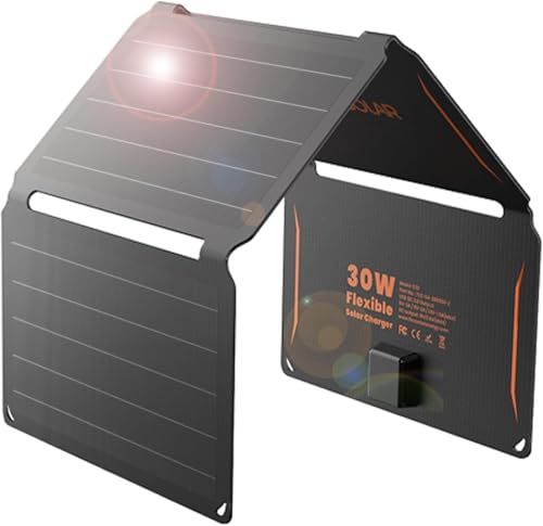 FlexSolar 30W ソーラーパネル USB-A Type-Cポート折り畳み式 小型 ソーラーチャージャー IP67 防水 地震 災害時 アウトドア Phone Android 各種対応e 2049bc96