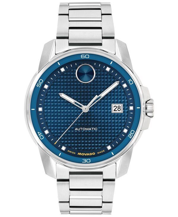 モバド メンズ アクセサリー 腕時計 Tシャツ Movado Mens Bold Verso Swiss Automatic StainlessSteel Watch 41mm SilverTone シルバー