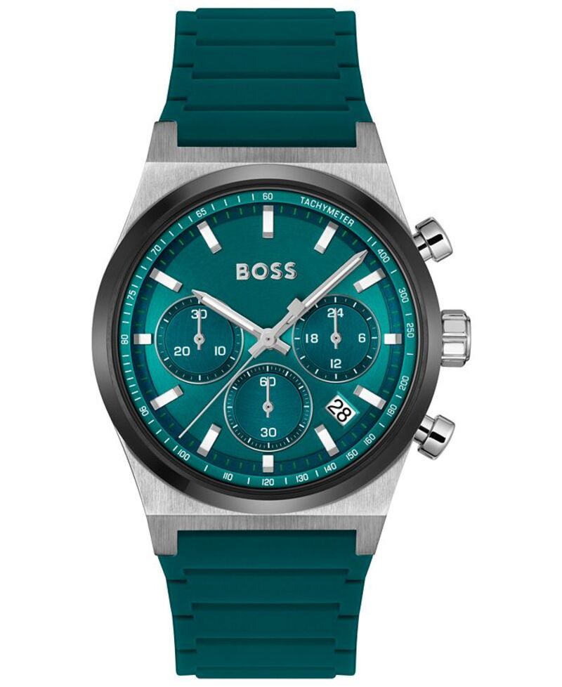 ヒューゴボス メンズ アクセサリー 腕時計 Hugo Boss Mens Candor Quartz Chronograph Green Silicone Watch 41mm Green グリーン