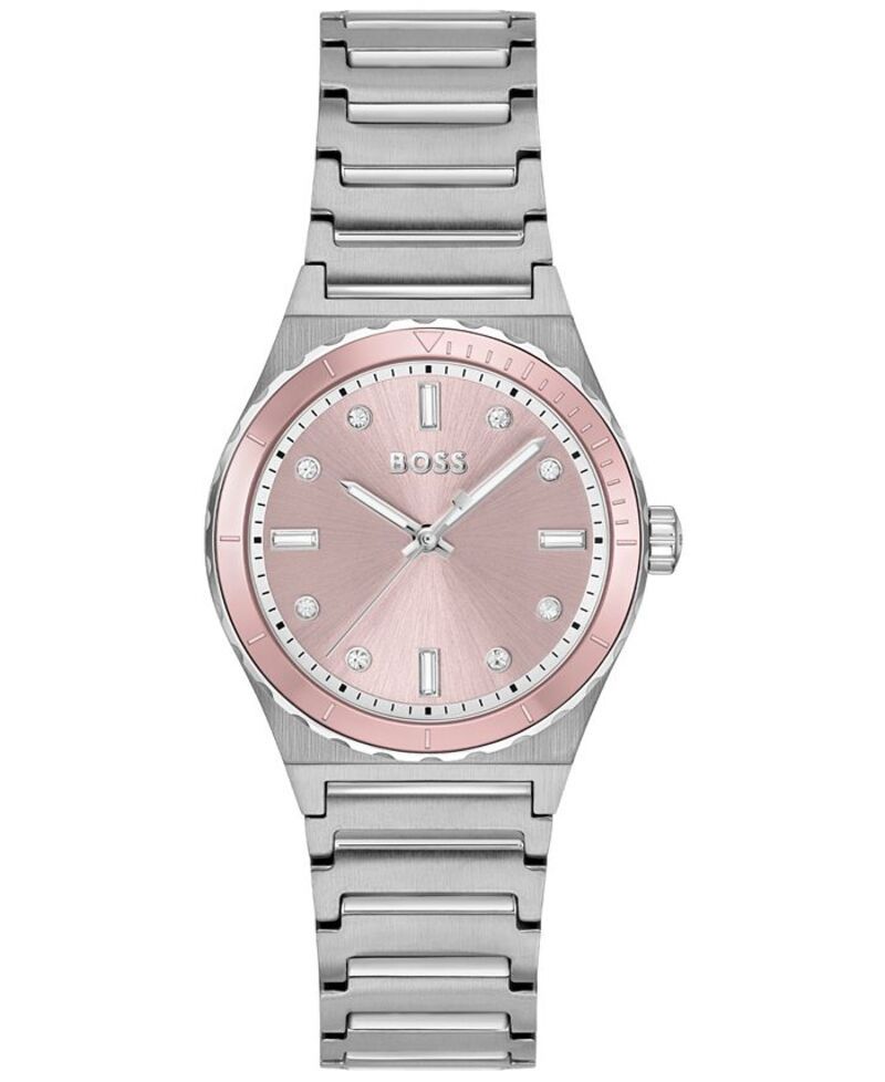 ヒューゴボス レディース アクセサリー 腕時計 Tシャツ Hugo Boss Womens Candor Sport Quartz StainlessSteel Watch 32mm Silvertone シルバー