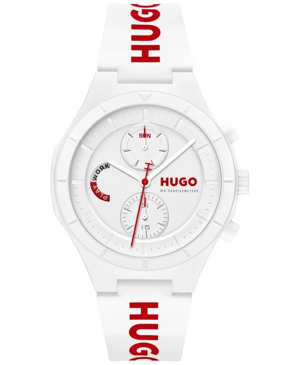 ヒューゴボス メンズ アクセサリー 腕時計 Hugo Boss Mens Lit Multi Quartz Multifunction White Silicone Watch 44mm White ホワイト