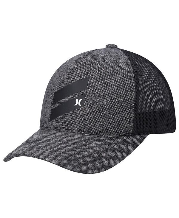 ハーレー メンズ アクセサリー 帽子 Hurley Mens Heathered Black Icon Slash Trucker Snapback Hat Heathered Black ブラック