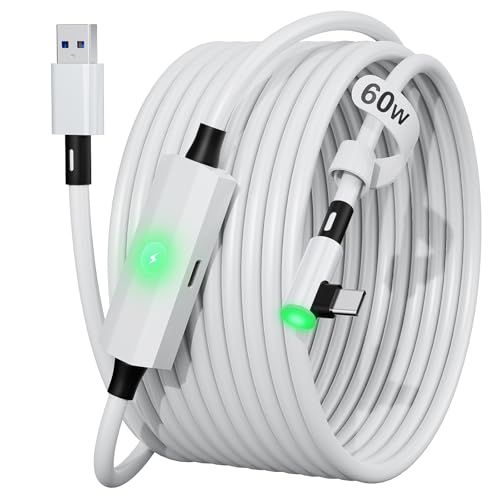 【2026最新型】VR リンクケーブル 5M ? Meta Quest 1/2/3/3S・PICO4・PC VR対応/USB-A to USB-C / PD60W急速充電・USB3.2 Gen1 5Gbps高速転送 / L型プラグ・LEDライ e3bed06c