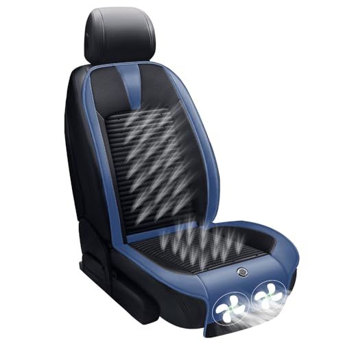 クールシート【2026強化版 大型ファン２枚】 エアーカーシート ホース材料 冷風送風 3段階調整 48個の通気孔 DC12V 自動送風/停止機能 USB2ポート搭載 滑り止め 車シートカバー シートクッション 運転席 助手席 ゲーミングチェ 3345b343