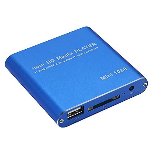 アルテマ PC不要! メディアプレーヤー 極小型 映像 再生機器 デジタル マルチメディアプレーヤー 大画面テレビや液晶モニターなどで簡単動画再生 SD/USB/HDD HDMI出力 対応 ブルー 日本語取扱説明書付属(沖縄・離島の方発送不可 bff3096d