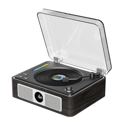CDプレーヤー Bluetooth受信/送信 レトロ 充電式 ステレオスピーカー内蔵 CDプレイヤー 卓上置き 一機多用 木製の環境に優しいシェル USB/光ケーブル対応/AUX ポータブル リモコン付き ノイズリダクション 、音楽再生/部屋 8f860ffe