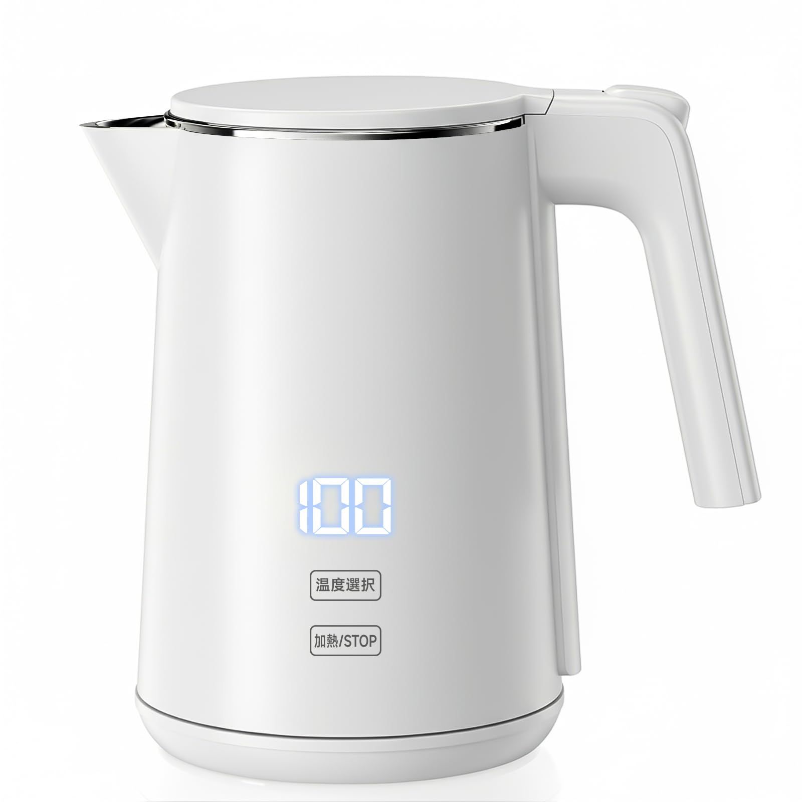 SSYFEI 電気ケトル 1.0L【1000W急速沸騰・デジタル表示】7段階温度調節 4時間保温 二重構造で熱くない メモリー機能付 空焚き防止 小型 お手入れカンタン コーヒー/紅茶/お茶/赤ちゃんミルクに 電気ポット ホワイト★m b634e1c6
