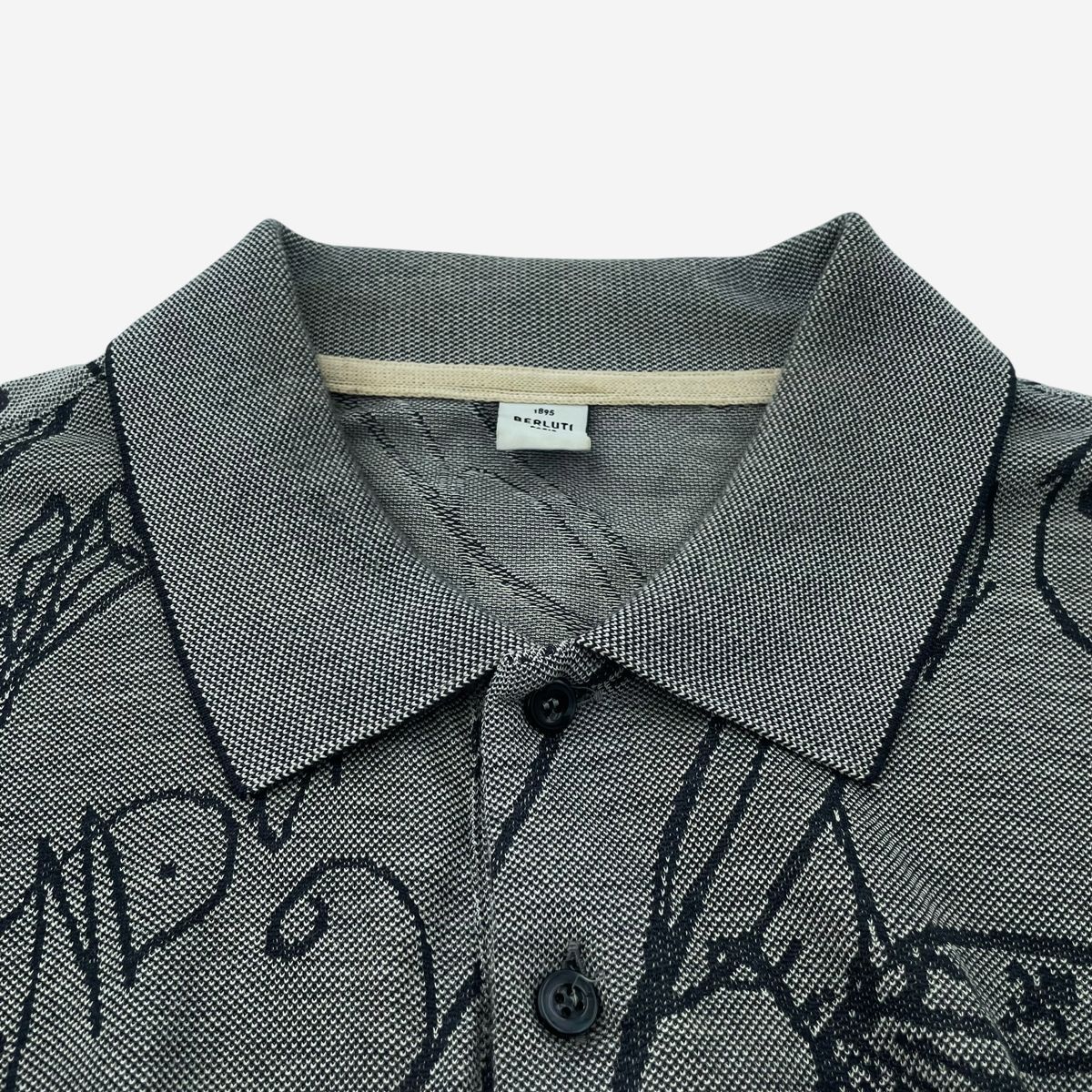 中古】Berluti ベルルッティ カリグラフィ ポロシャツ グレイ Lサイズ
