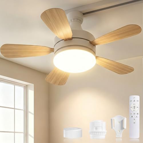 SUKITEN シーリングファンライト 6~8畳 正逆回転 小型 28W 3,000lm DCモーター 扇風機 【2026年最新進化・壁スイッチメモリー機能】 E26口金 引掛けシーリング対応 調光調色 ダクトレール ファン タイマー/メモリ 11b0cd96