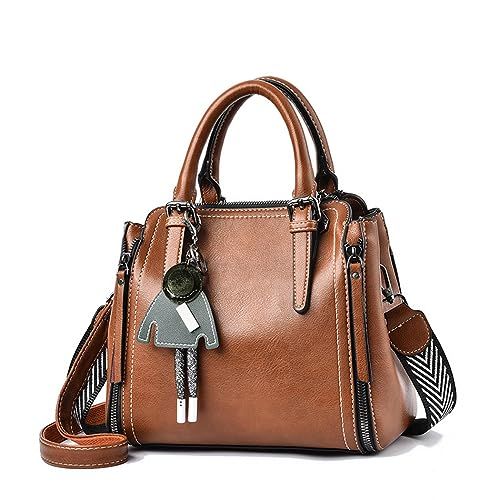 [BUKESIYI] レディース 斜めかけバッグ ポシェット ハンド ショルダー 肩掛け ミニ トートSling Shoulder Hand Bag for Women PU レザー JP77139 褐色pms 5c8c30dc