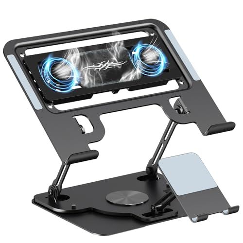 『2026年新登場・ペルティエ素子冷却・冷却ファン』ノートパソコン用冷却パッド 小型 取り外し可能 ノートパソコン 冷却パッド 冷却台 静音 ペルティエ冷却 2つ冷却ファン搭載 2段階冷却 角度・画面調節可能&360度回転スタンド ノートパソ af5bda22