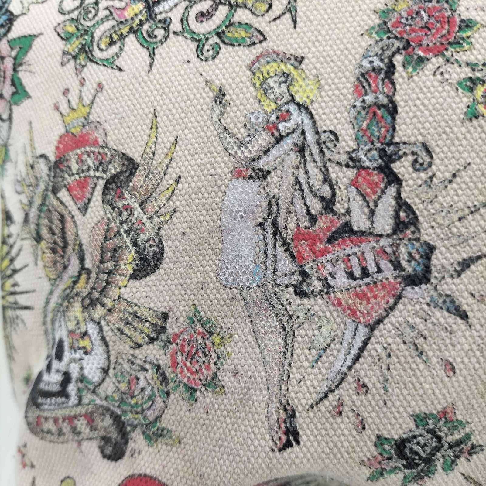 メンズ エドハーディー Ed Hardy 総柄 スカル プリントキャンバス 