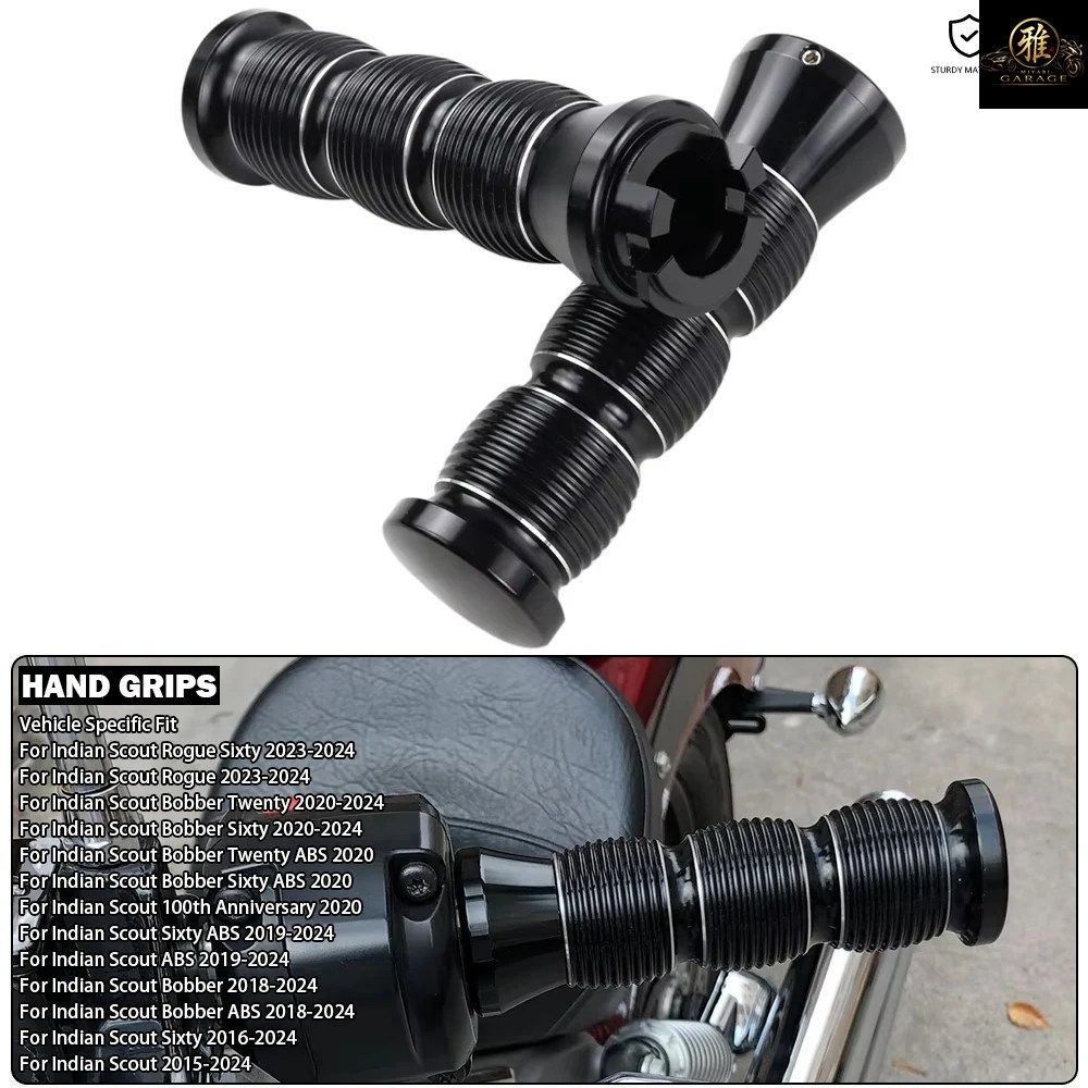 オートバイ用ハンドルバーグリップ アルミ製ハンドグリップ 左右兼用 インディアン スカウト シックスティ ABS トゥエンティ ローグ 2015-2
