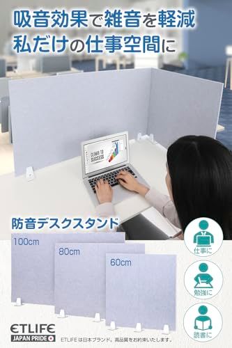 ETLIFE 卓上パーテーション 防音 吸音 パーテーション 卓上 デスクパネル 衝立 簡単設置 デスク 勉強 仕切り クリップスタンド付属 (横幅100cm)(沖縄・離島の方発送不可）) 37fc604a