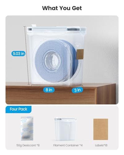 YOOPAI フィラメント収納ボックス 4個セット ? 3Dプリンターフィラメント用密閉保管ケース ? 乾燥剤＆ラベル付き携帯型収納ボックス 防水・防塵仕様 4.0L（約22.9×20.3×7.6cm） 国内発送 69874434