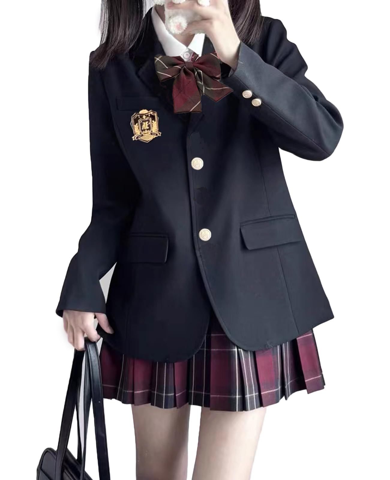 [QOOLY?] スクール制服 フォーマル スーツ 5点セット 女子高生制服 卒業式 入学式 受験 面接 大きいサイズ black XL/ 2c272a4c