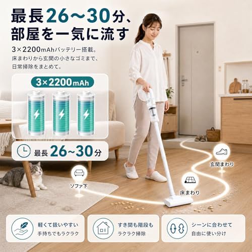 【新品】掃除機 コードレス Fochai【20000pa 強力吸引 革新モデル】スティック電気掃除機 5WAY 5種類ノズル 軽量 Type-C充電式 一人暮らし LEDライト照明 ワンプッシュでゴミ箱を開ける 水洗可能なステンレスフィルター cd86a392
