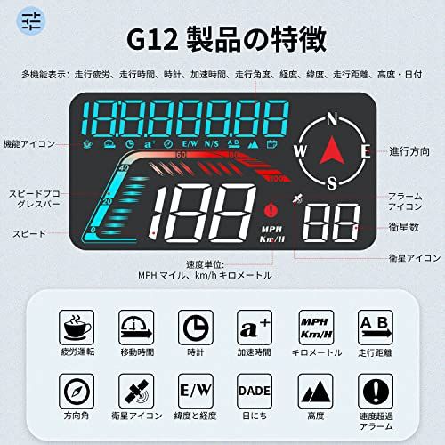 【新品】HUD ヘッドアップ ディスプレイ、GPS スピードメーター、時間、速度、その他のデータを表示し、疲労運転と速度超過リマインダー機能を備えた車のヘッドアップ ディスプレイはすべてのモデルに適しており、互換性の問題はありません (グラデ 9193f8c3