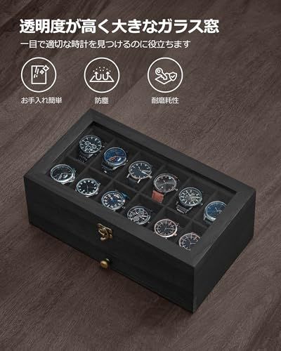 【新品】時計ケース 12本 木製 引き出し付き 腕時計収納 コレクションケース ジュエリーボックス 2段式 透明窓付き ウォッチボックス アクセサリー保管 父の日プレゼント メンズ レディース 誕生日お祝いギフト ブラック JOW012B02 f90ae8d8 【新品】時計ケース 12本 木製 引き出し付き 腕時計収納 コレクションケース ジュエリーボックス 2段式 透明窓付き ウォッチボックス アクセサリー保管 父の日プレゼント メンズ レディース 誕生日お祝いギフト ブラック JOW012B02 f90ae8d8