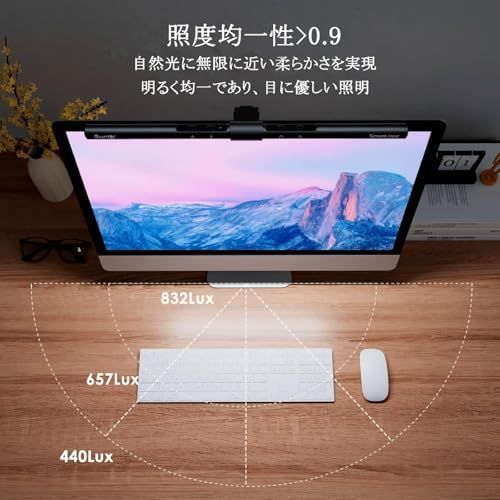 Quntis モニターライト バーライト 40cm モニター掛け式 デスクライト 昼白/昼光/電球色 演色性Ra?98 照度?700Lux 無段階色温度と輝度調整 目に優しい 省スペース USB 厚さ0.7-3.5cmのモニター対応 Basi f0996bf1