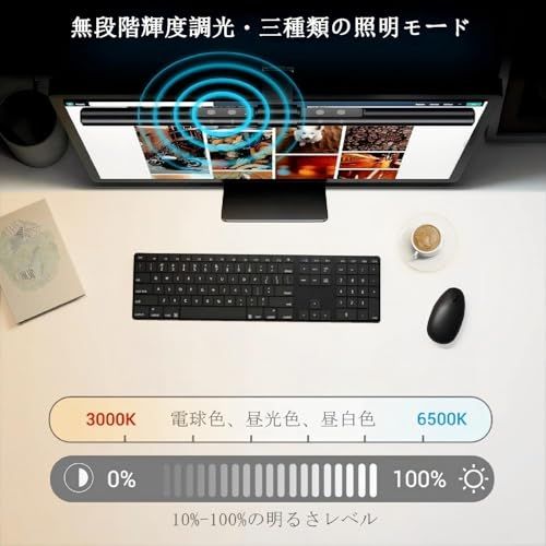 Quntis モニターライト バーライト 40cm モニター掛け式 デスクライト 昼白/昼光/電球色 演色性Ra?98 照度?700Lux 無段階色温度と輝度調整 目に優しい 省スペース USB 厚さ0.7-3.5cmのモニター対応 Basi f0996bf1