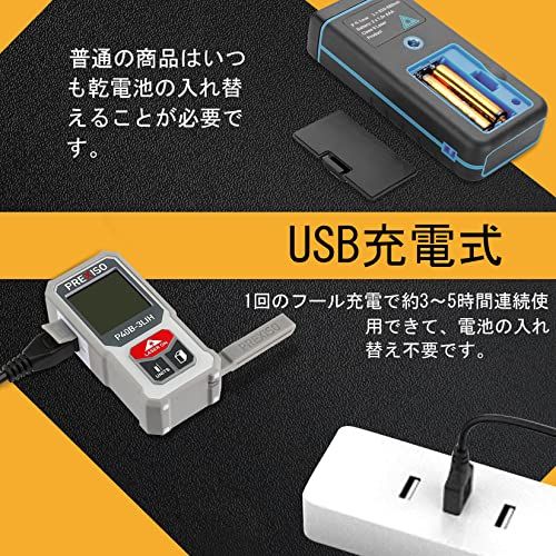 【第二代 新登場】PREXISO レーザー距離計 電子距離計 距離測定計 ミニ 40M PSC認定取得 コンパクト 高精度 USB充電式 ６種測定モード 距離 面積 体積 ピタゴラス測定 連続測定 自動計算 操作簡単 日曜大工 家庭 建設現場 dba525b5