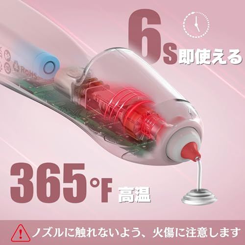 グルーガン コードレス 6秒急速予熱 充電式 ホットグルースティック 30 本付属 2000mAh 手芸用 子供も使える 軽量 USB-C充電 自動電源オフ 子供用クラフト DIYアート 家庭修理 ホットグルーペン (ピンク)★m 2113ea08
