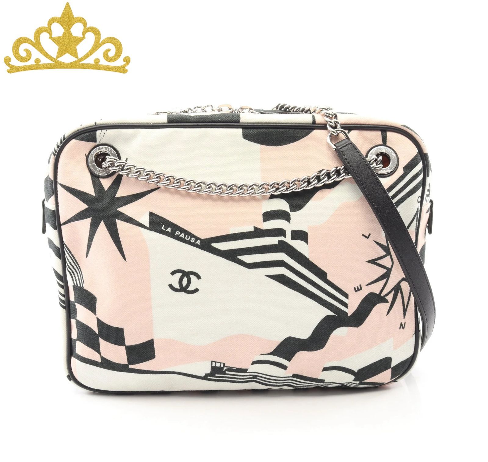 CHANEL LA PAUSA ラパウザ クルーズライン チェーンショルダーバッグ キャンバス レディース シャネル