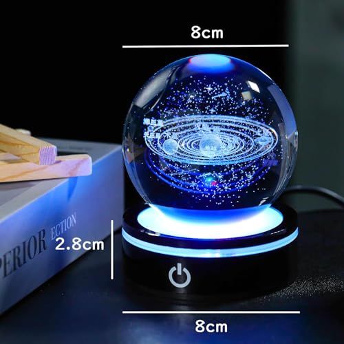 3D宇宙 K9クリスタルボール 太陽系 模型 誕生日プレゼント 男性 女性 人気【正規品】インテリア オシャレ 癒しグッズ 水晶玉 LEDライトベース 間接照明 雰囲気作り 飾り 記念日 母の日 父の日 カップル 彼女 彼氏 子供 友達 ギフ 9dce1b80