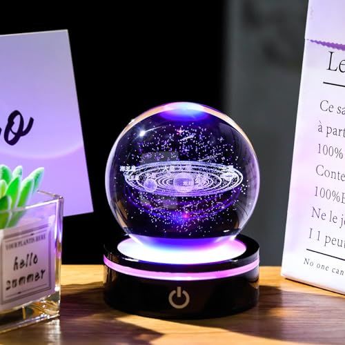 3D宇宙 K9クリスタルボール 太陽系 模型 誕生日プレゼント 男性 女性 人気【正規品】インテリア オシャレ 癒しグッズ 水晶玉 LEDライトベース 間接照明 雰囲気作り 飾り 記念日 母の日 父の日 カップル 彼女 彼氏 子供 友達 ギフ 9dce1b80