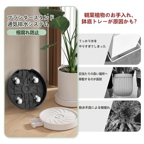 IPOW 植木鉢台 キャスター付き 2個セット プランタースタンド 貯水トレー付き フラワースタンド 室内室外兼用 鉢受台 鉢置台 観葉植物 移動便利 360度回転隠れるキャスター 鉢は含まれません（ホワイト，内径30CM ）as 9bfe5e0d