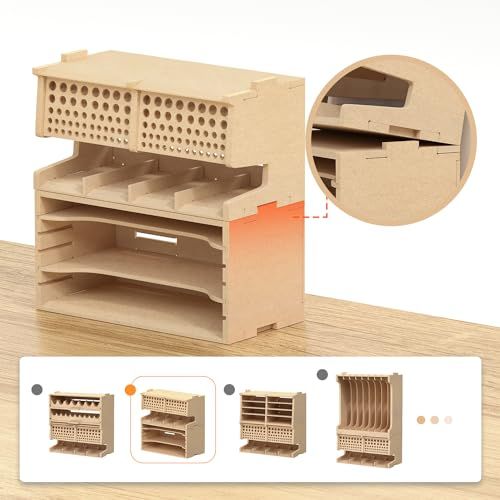 ペイントラック 筆/ツールホルダー MDF素材 モデルツール収納ラック 工具/筆収納 工作用品置き場 プラモデル道具収納 作業台 道具入れ 組立キット 模型用工具 木製組み立てキット 収納スタンド 組み立て式ワークステーション 模型工具収納 c5965c94