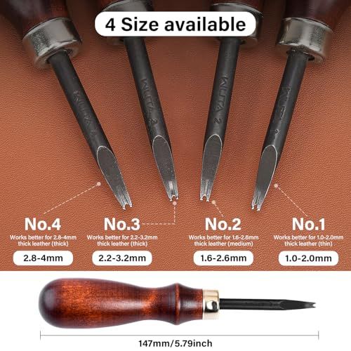 【WUTA】4本セット へり落とし レザークラフト工具 ステンレス製レザークラフトへりおとし DIY 手芸 道具 ヌメ革仕上げ 0.8mm+1mm+1.2mm+1.4mmas 2170adda