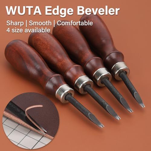 【WUTA】4本セット へり落とし レザークラフト工具 ステンレス製レザークラフトへりおとし DIY 手芸 道具 ヌメ革仕上げ 0.8mm+1mm+1.2mm+1.4mmas 2170adda