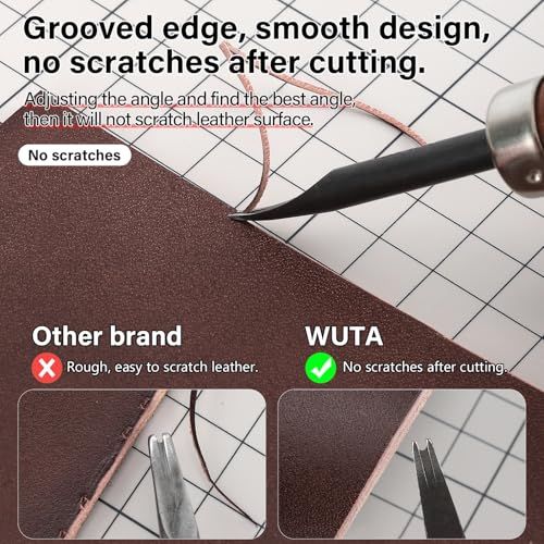 【WUTA】4本セット へり落とし レザークラフト工具 ステンレス製レザークラフトへりおとし DIY 手芸 道具 ヌメ革仕上げ 0.8mm+1mm+1.2mm+1.4mmas 2170adda