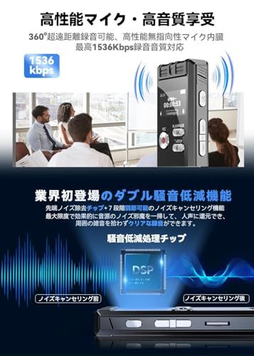 ottosvo ボイスレコーダー 【革新デザイン ライン入力録音 3.5mm外付けマイク付属】 ICレコーダー 小型 32GB大容量 1536kbps 最大115時間連続使用 OTG対応 録音機 通話録音対応 A-Bリピート と巻き戻し VO b14bfad3