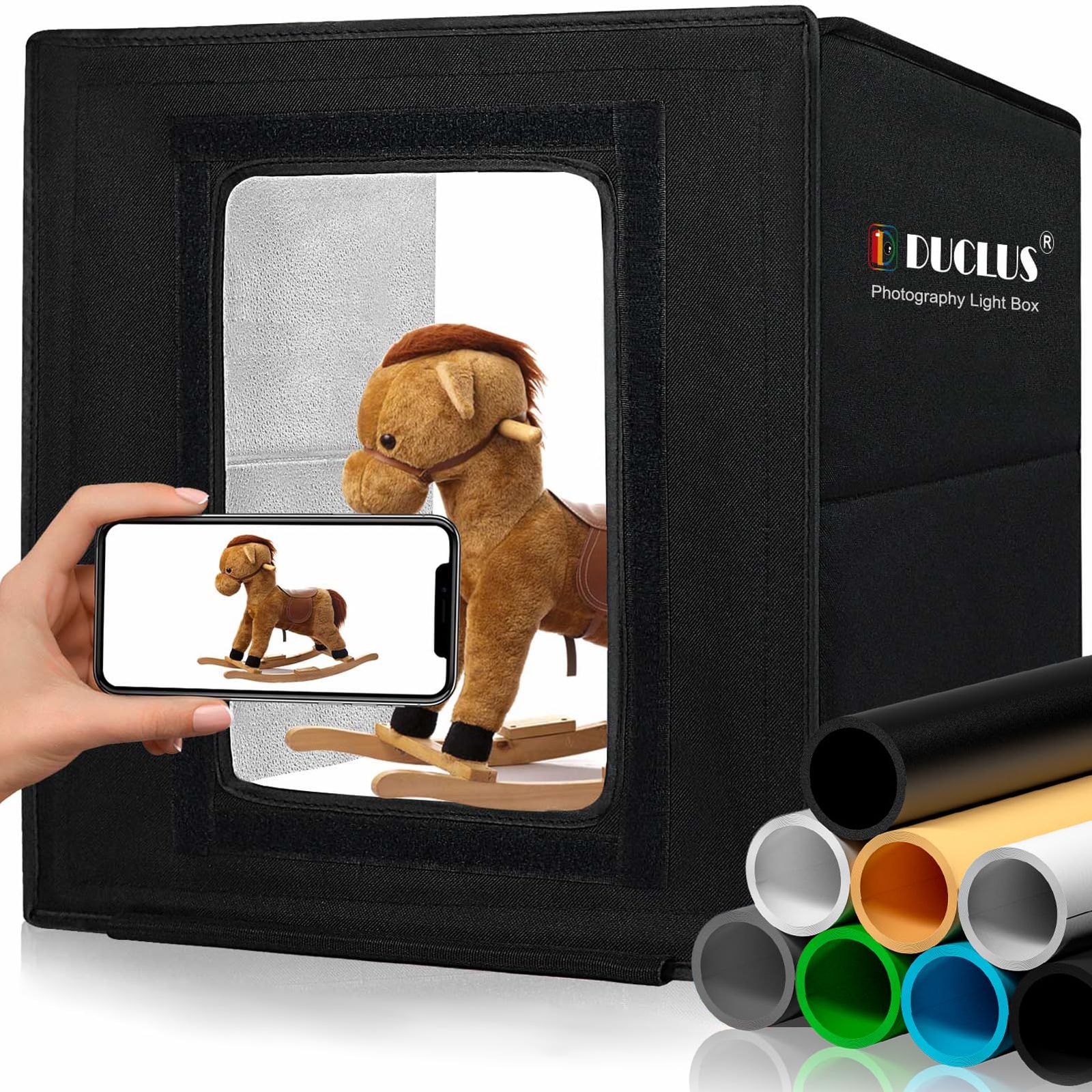 DUCLUS 撮影ボックス 30cm 撮影ブース 折りたたみ、Light Box 簡易 写真スタジオ 調光可能な120個のLEDライト、8枚背景 商品撮影用キット″mn 03706159