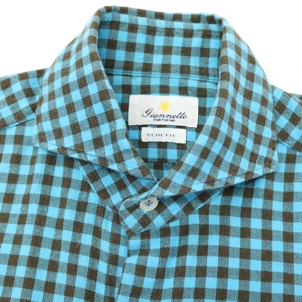 中古】ジャンネット giannetto コットン チェック ホリゾンタルカラー