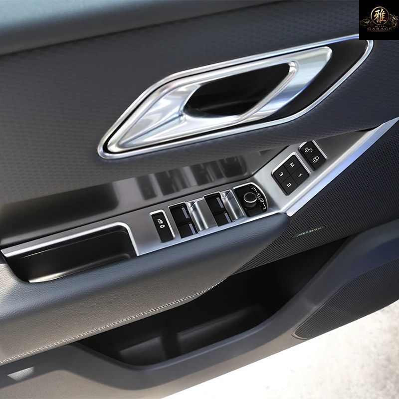 ランドローバー レンジローバー ヴェラール 17-22 ドアウィンドウリフトボタンフレームカバートリム ABS カーボンファイバーパターン/シル