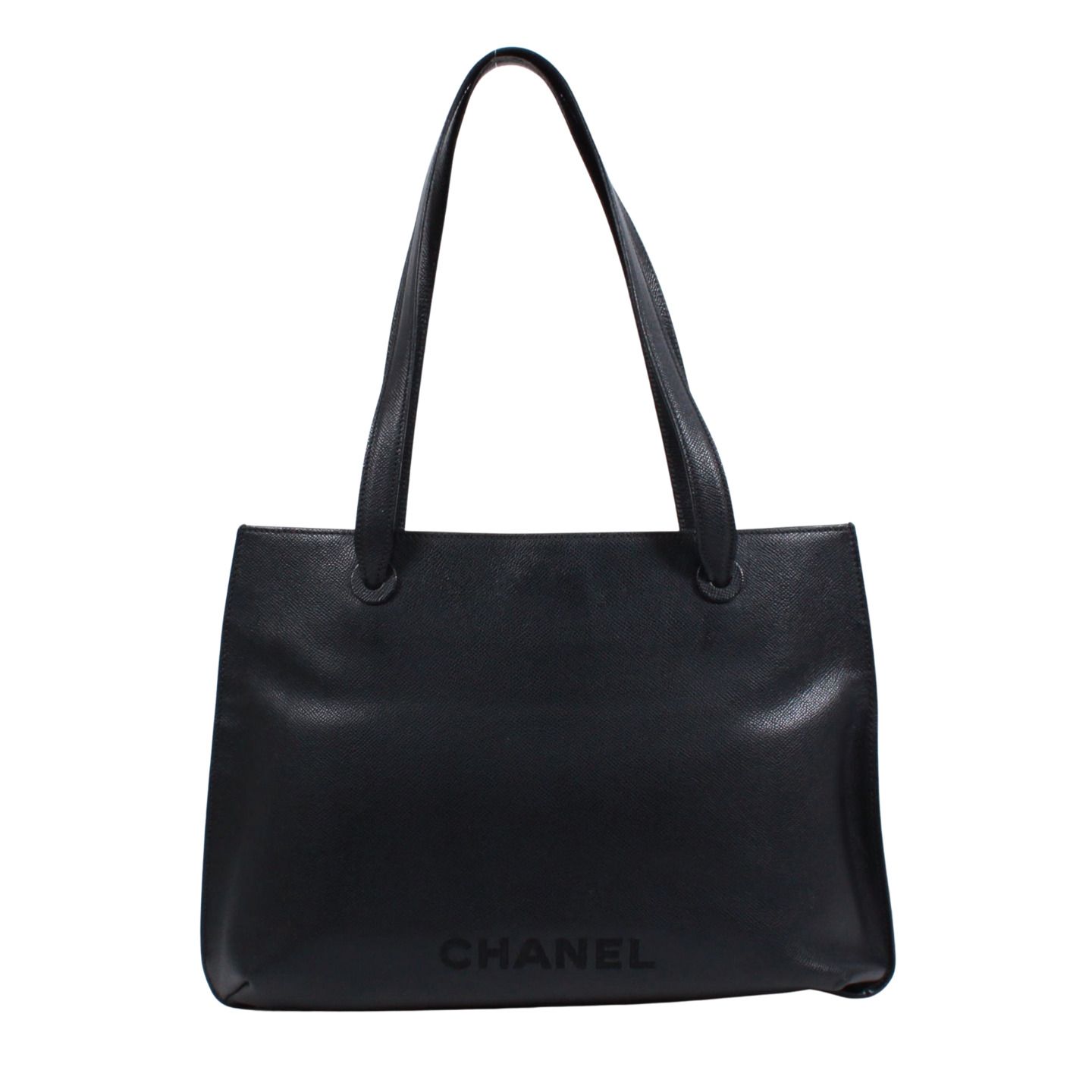 CHANEL シャネル 刺ロゴトートバッグ トートバッグ レザー ブラック【中古】 レディース 57,750円
