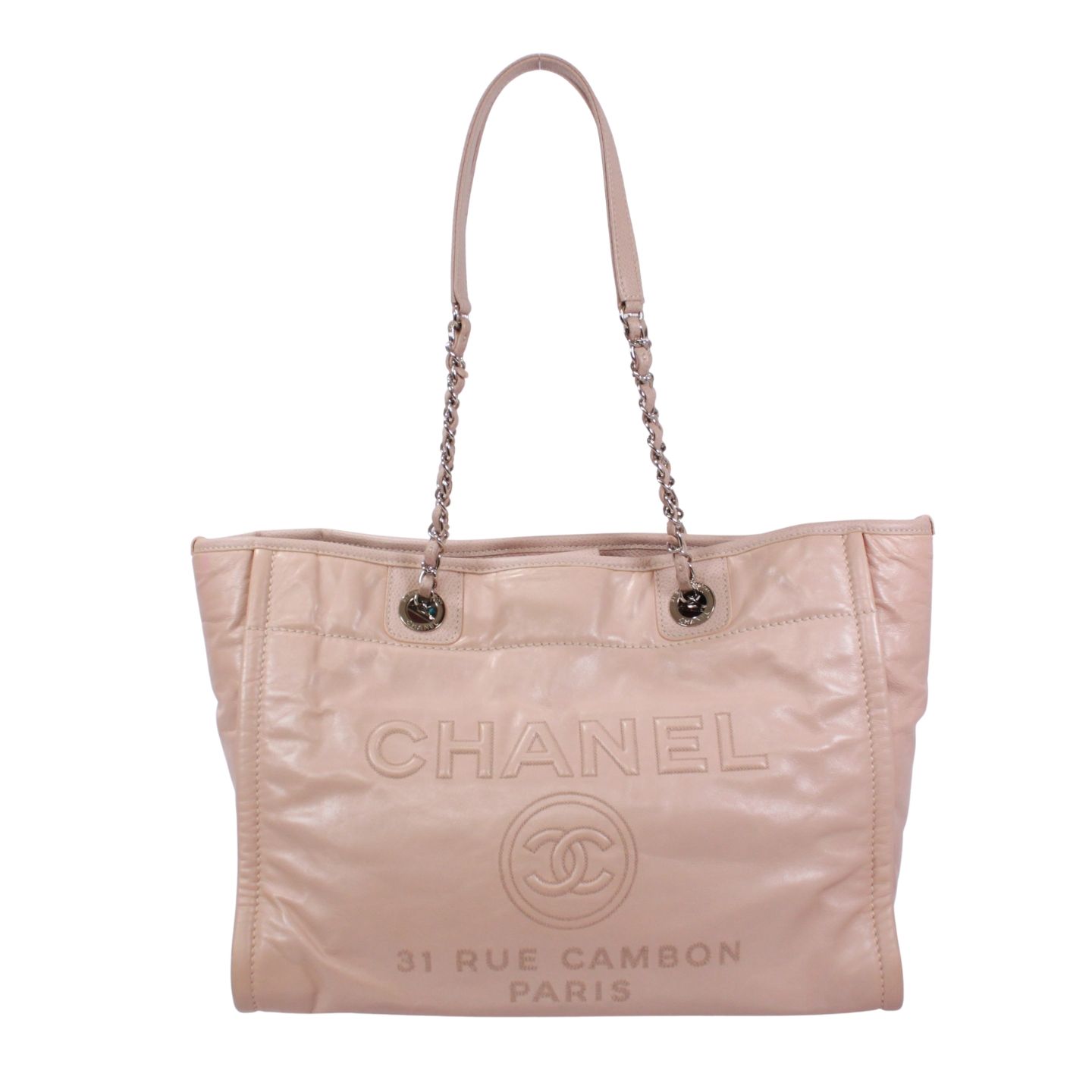 CHANEL シャネル ハンドバッグ ドーヴィル A93257 トートバッグ カーフ ピンクベージュ【中古】 レディース