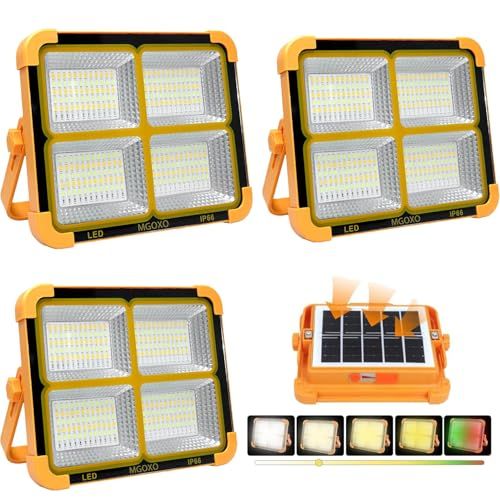 投光器（3個）LED 充電式 作業灯 16000mAH大容量 超高輝度 240W 15000LM ソーラー充電/Type-c充電 便携式 5色切替 無段階調光 太陽光発電 IP66防水 磁気設計 折り畳み式 アウトドア キャンプ 夜釣り登山 cebe7edf
