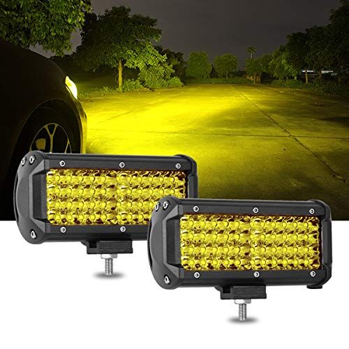 largoods 7インチ LED ライトバー LED作業灯 114w ワークライト デッキライトバックライト集魚灯 前照灯 投光器 イエロー 12v24v兼用狭角 高輝度 防水 防塵 省エネ 取付角度調整可能 SUV ATV UTV 各種作 417f44f6