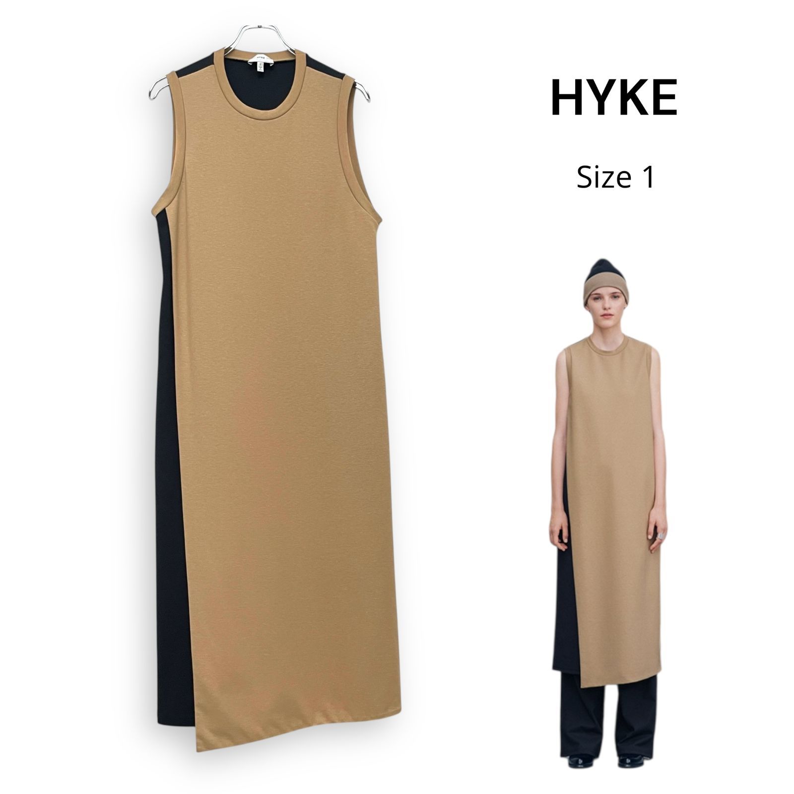 【美品】HYKE ノースリーブワンピース HYKE ハイク ノースリーブ コンビ ワンピース Size1 - メルカリ