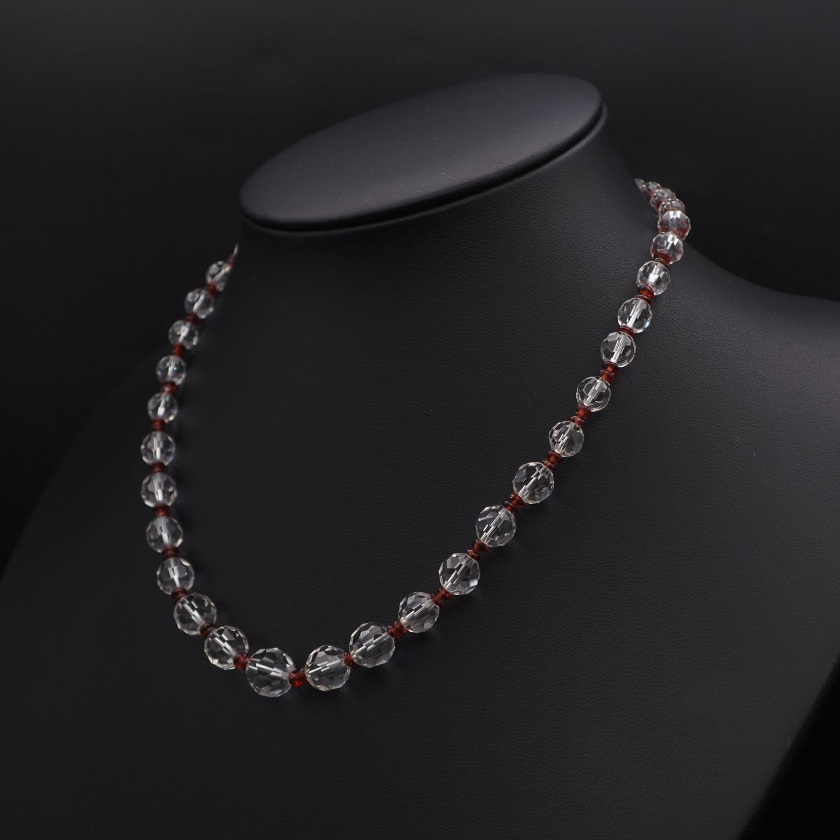 X288 水晶 ガーネット SILVER刻印 ネックレス ミラーボールカット 