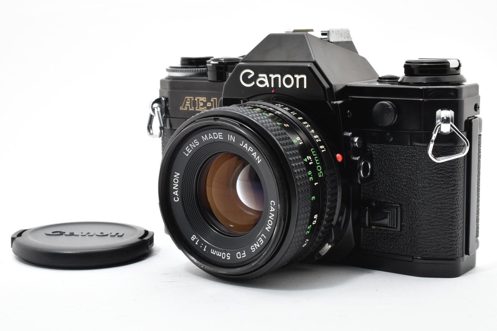 7302 【良品】 Canon Ae-1 Black Slr Film Camera New Fd 50mm F1.8