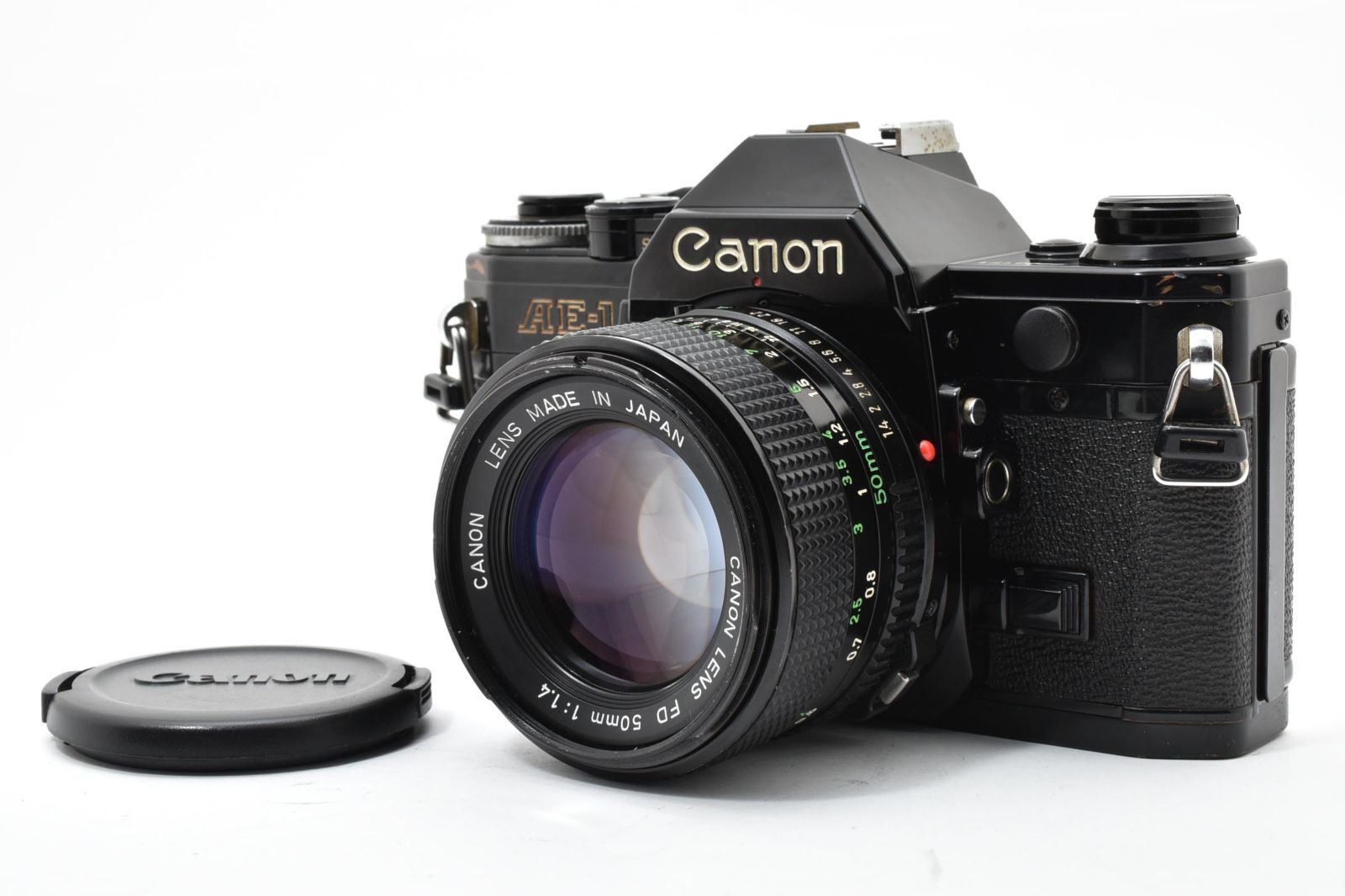 7347 【並品】 Canon Ae-1 Black Slr Film Camera New Fd 50mm F1.4