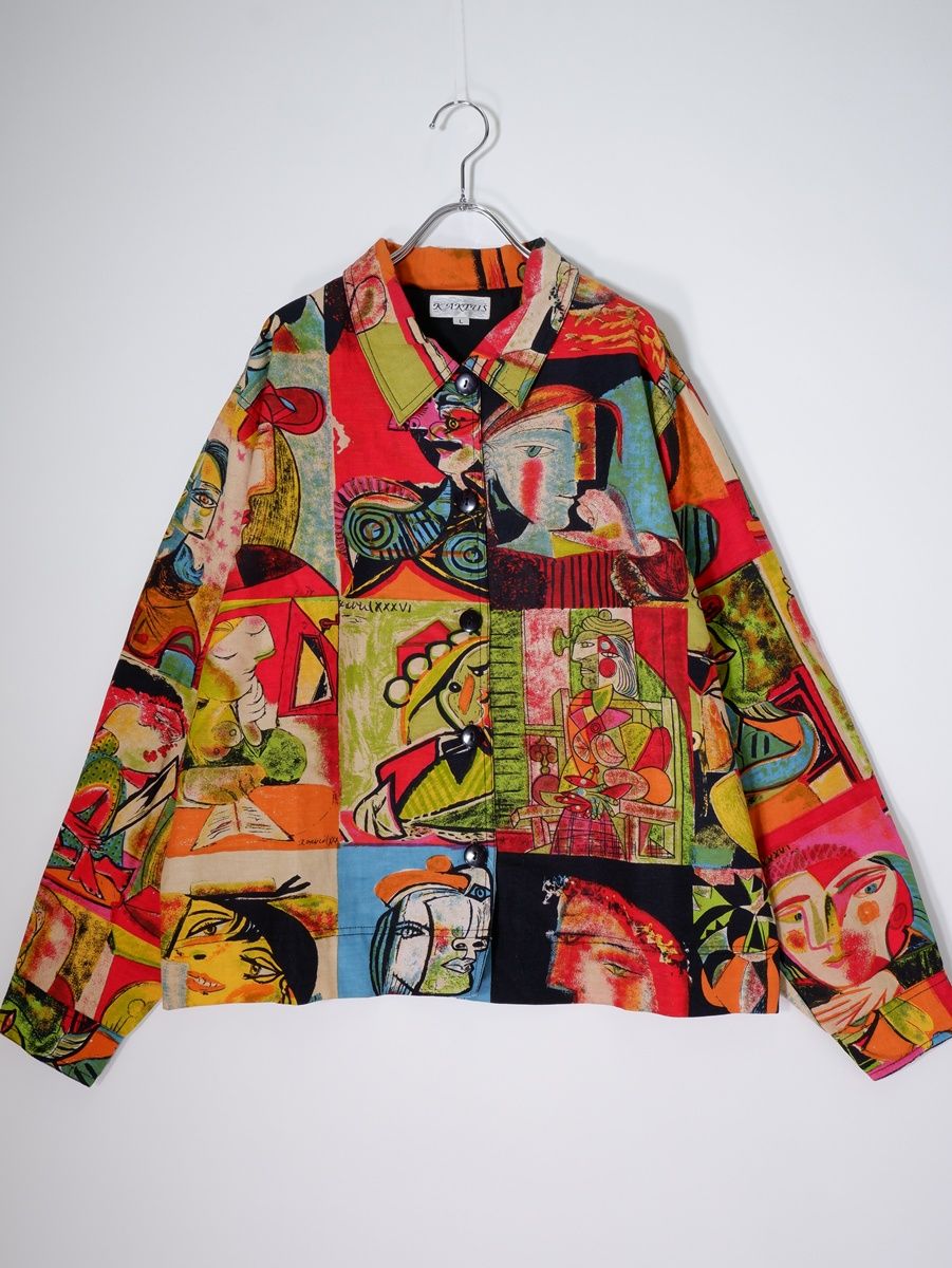 VINTAGE.ヴィンテージ品 KAKTUSカクタス 80年代 80’s ピカソ Picasso シャツジャケット【L】【LJKA82182】