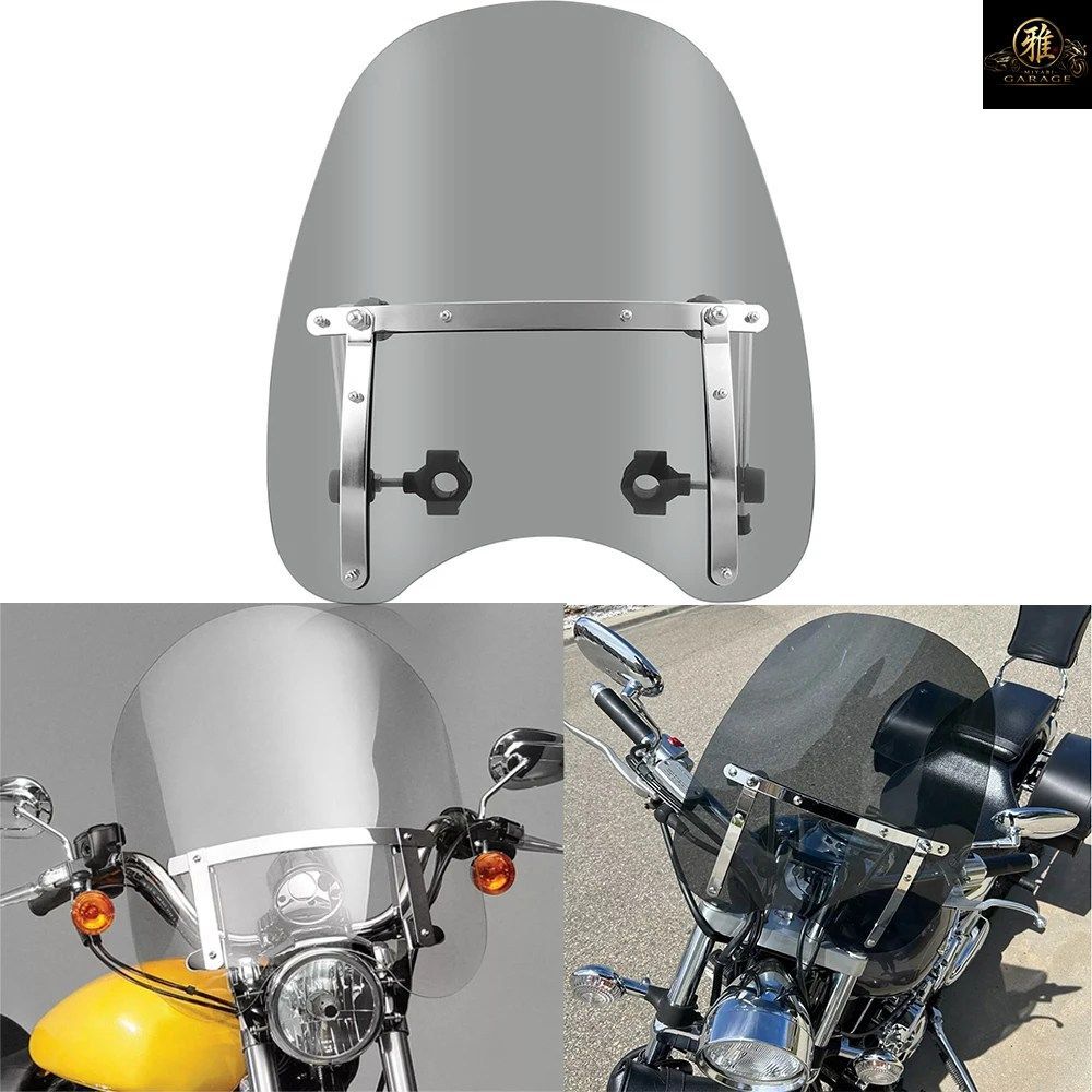 18 インチ X16 インチ フロントガラス フロント スクリーン 7/8 インチ 1 インチ ハンドルバー ホンダ CT125 クルーザー標準 カワサキ バル