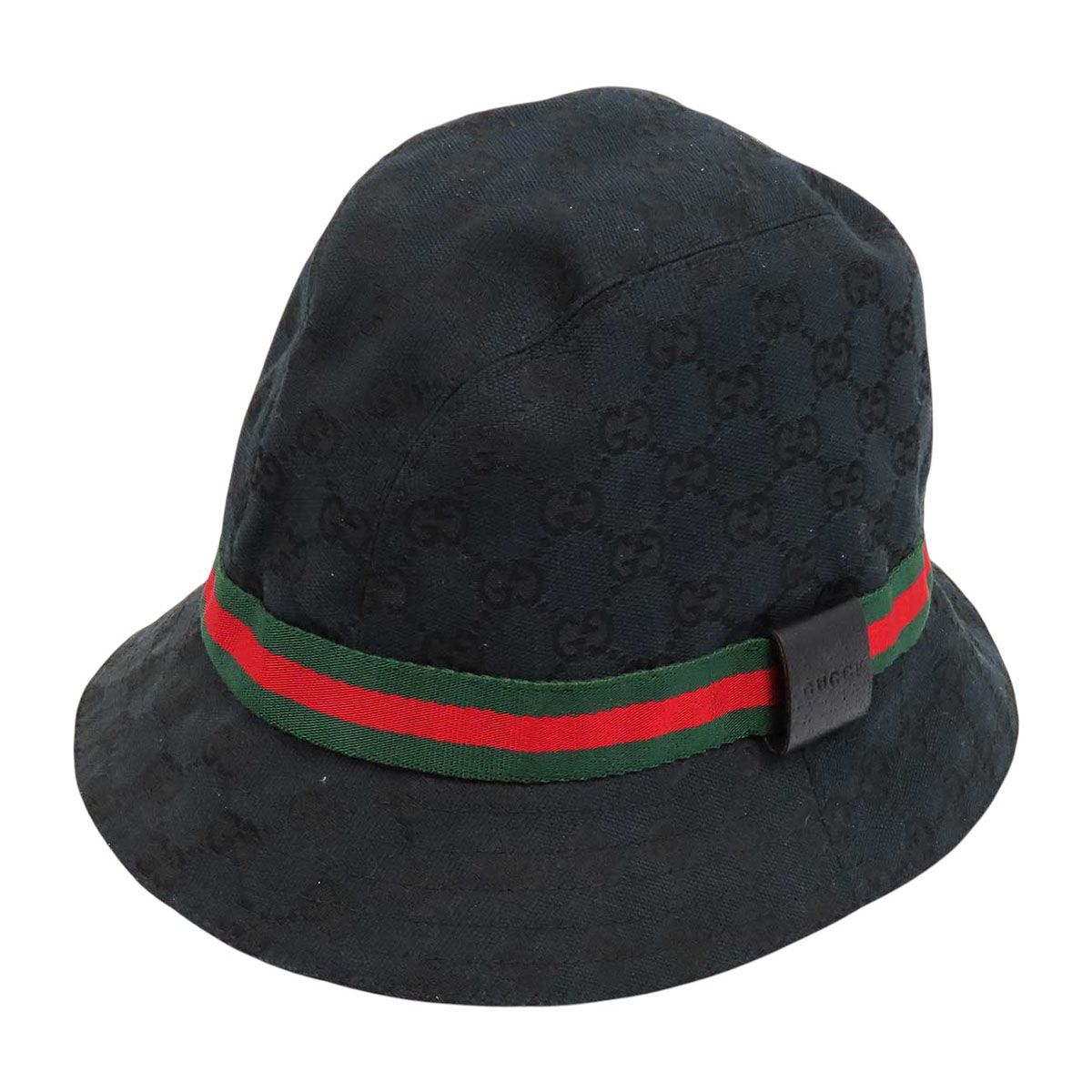 グッチ GGキャンバス シェリーライン バケットハット ユニセックス ブラック GUCCI【中古】 【アパレル・小物】